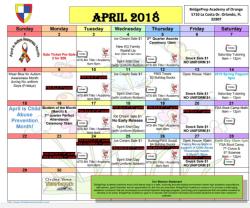 April Calendar of Events